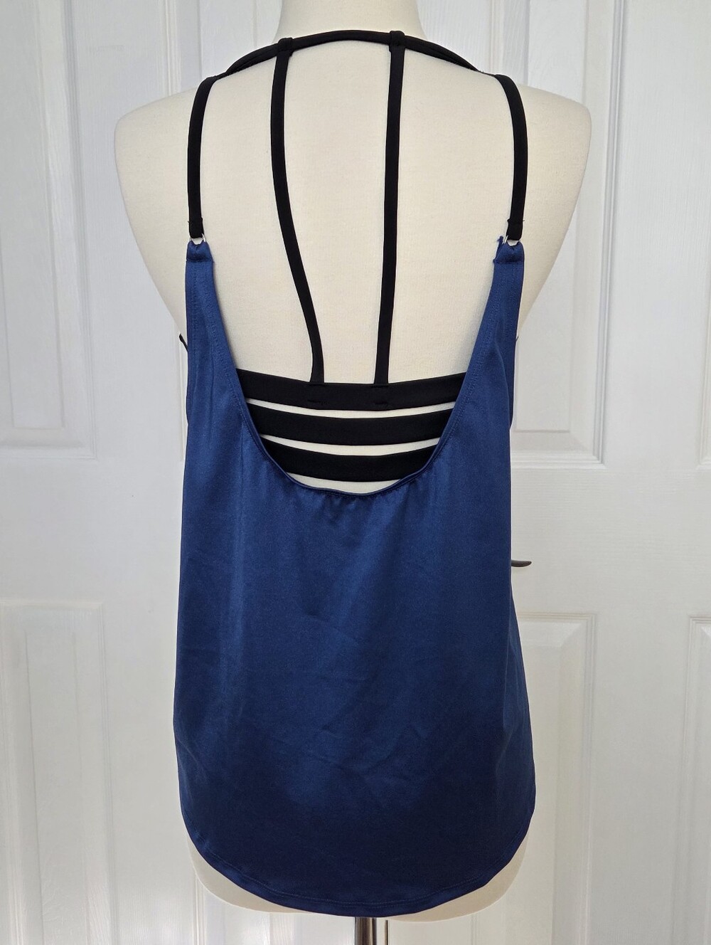 Reebok Sparkling Midnight Blue Core Black Strappy Back Tankini Swim Top Medium View 5